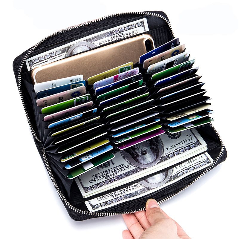 New Multifunctional Purse Men/Women Leather Long Zipper Card Holder Wallets Large Capacity