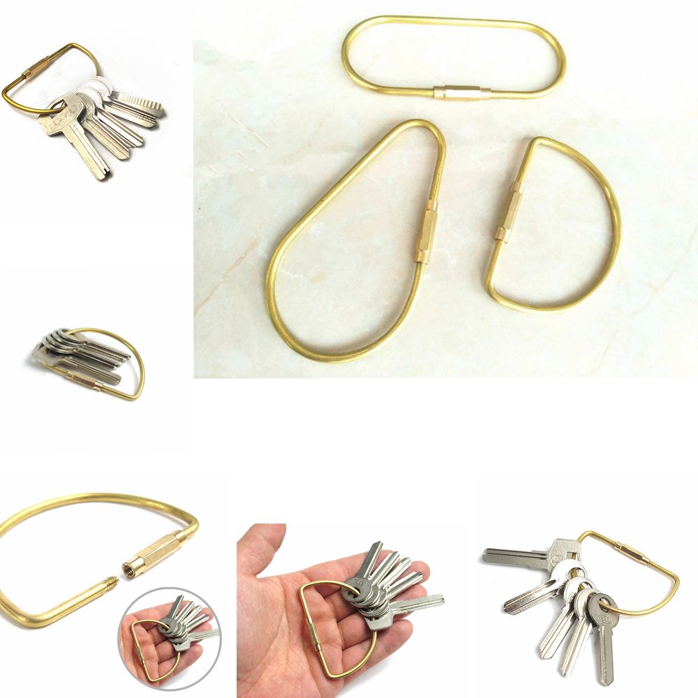 Vintage Solid Brass Keychain Car Key Holder Clip Copper Keyring Key