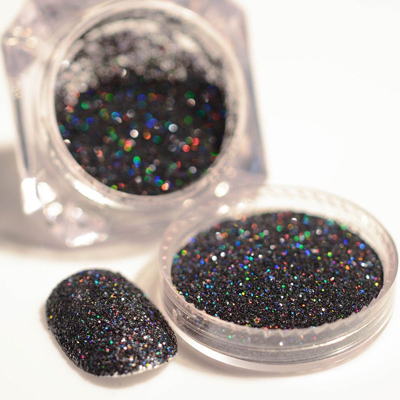 1 Box Holographic Black Laser Glitter Powder Gorgeous Holo Nail Dust