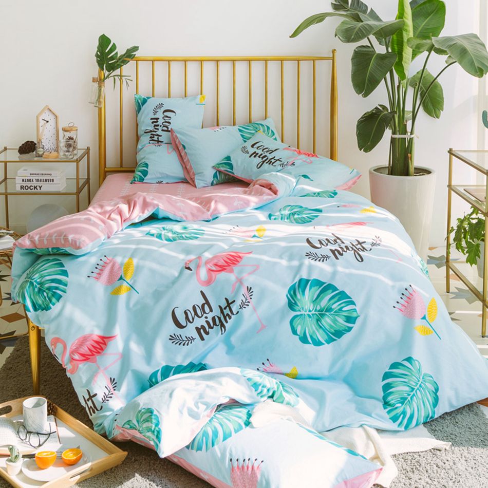 Pink Flamingo Bedding Sets 100 Cotton Bed Linen Queen Size Duvet Pink Flamingo Bedding Sets 100 Cotton Bed Linen Queen Size Duvet Cover Set Soft Pillowcases Fashion Design Home Textile King Full Comforter From