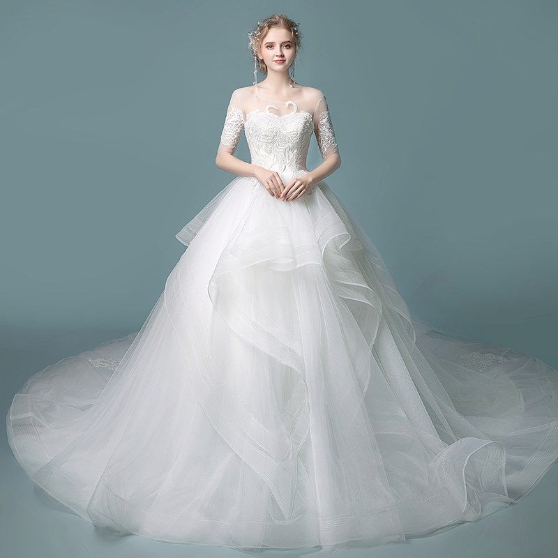 compre nueva capa de volantes faldas sin espalda vestidos de novia