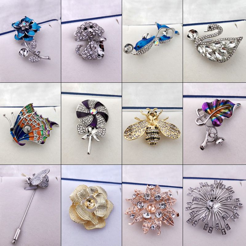 2020 DIY Pearl Brooch Setting Rhinestone Brooch For Women Pearl Jewelry