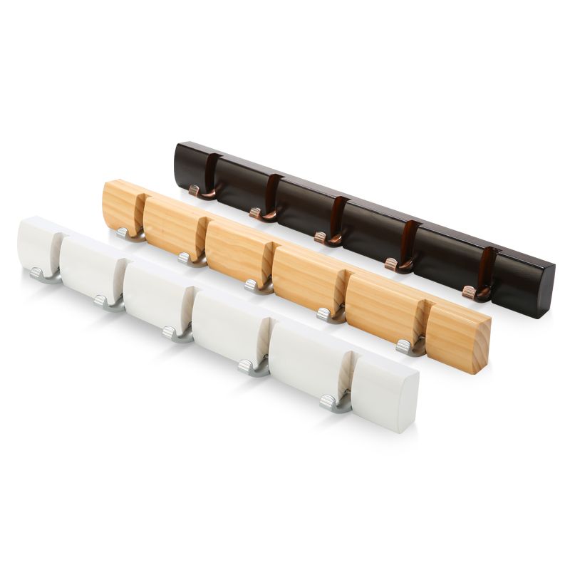Creative Wood Coat Hooks Wall Folding Rack Row Hook Door Load Bearing Hanging