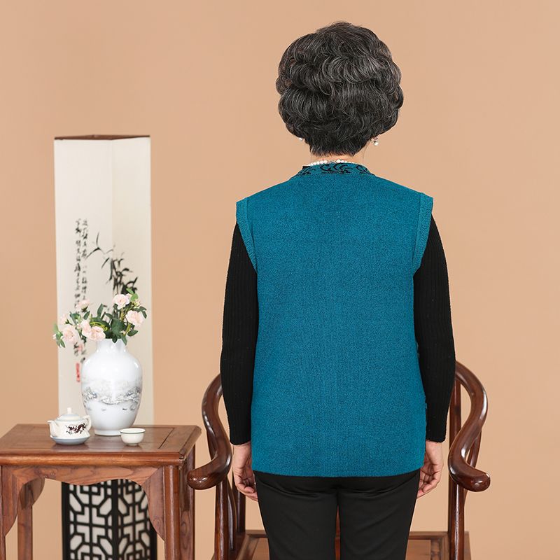 Shop Womens Vests Online, Autumn Elderly Woman Vintage Knitted Vest