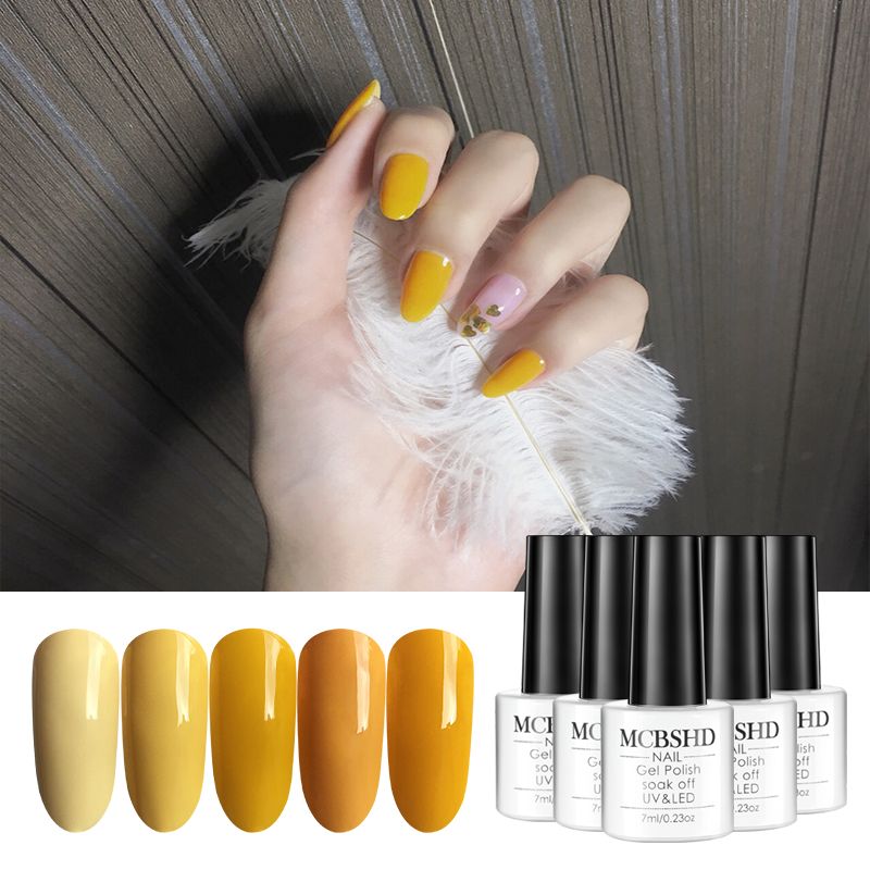 Acquista Mcbshd 5 Pz Set Gel Smalto Unghie Giallo Limone Puro