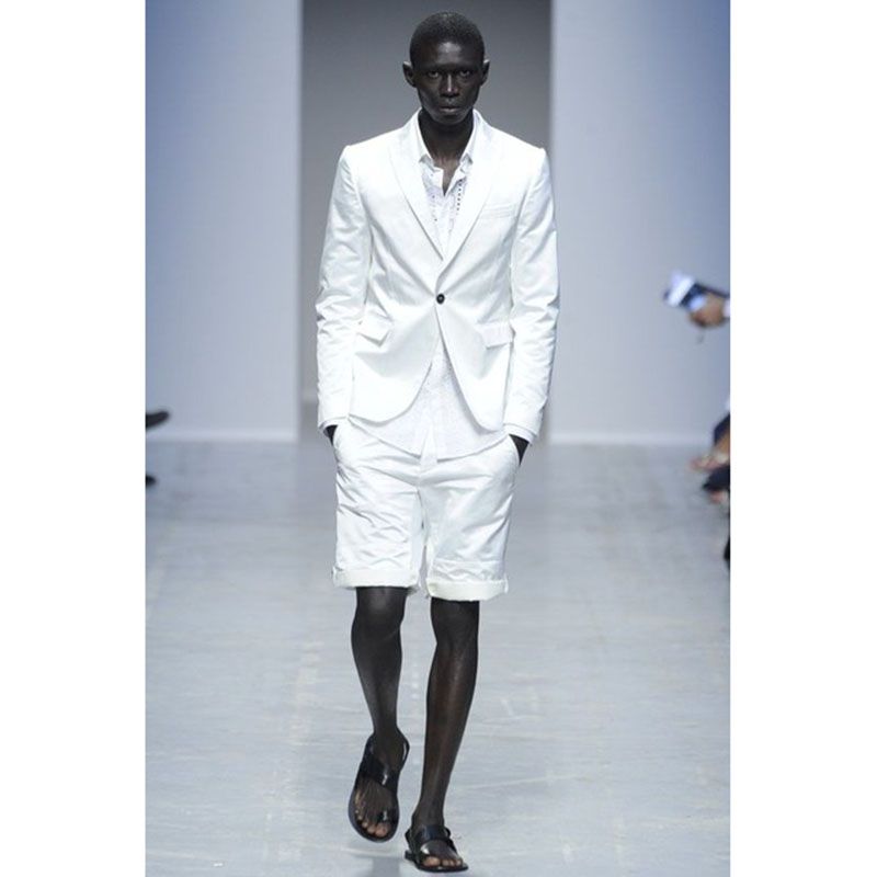 2019 Latest Coat White Wedding Men Suit With Short Pant Slim Summer