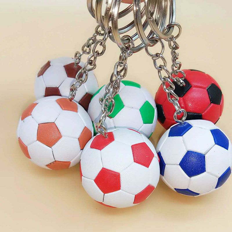 4cm PVC Football Keychains Mini Football Keyrings Sport Metal Car Key