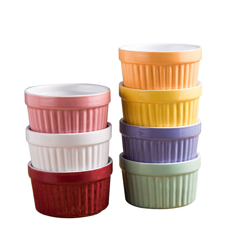 Ceramic Souffle Pudding Baking Cake Cups Bowls 150ml Porcelain Yogurt