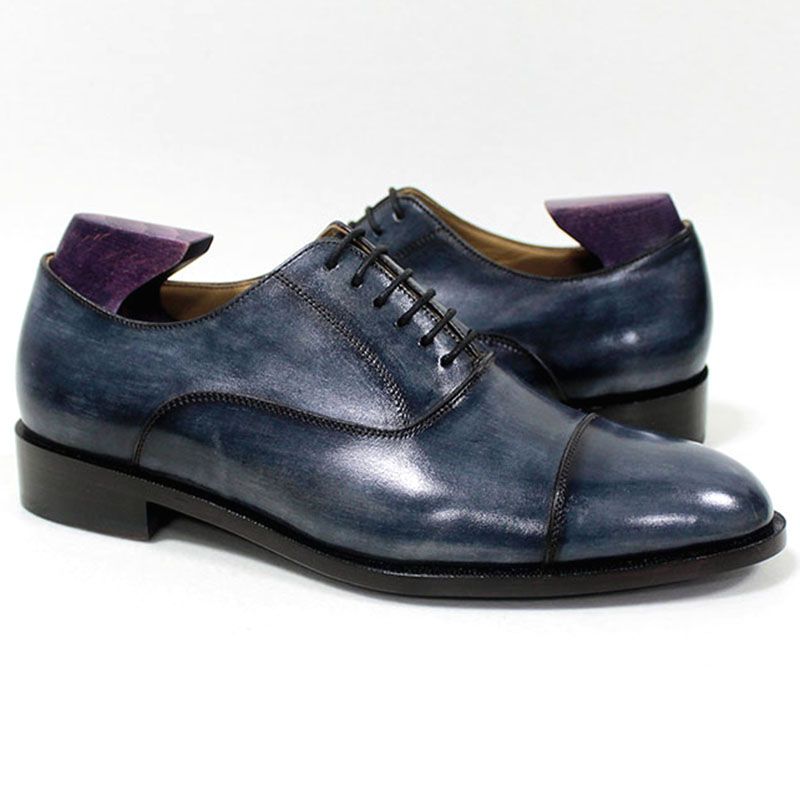 Mano Blake Pátina Piel Hombre De Calzado Captoe Azul Para Transpirable Mackay Personalizado Genuino Oxford Marino Hecho A Zapato Vestir rCtdshQ