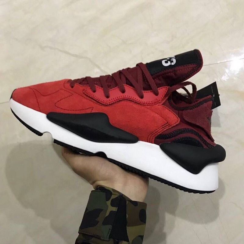 2018 With Box Y 3 Kaiwa Chunky Sneakers Red Color Genuine Leather Men'S Y3 Boots Shoes Walking 