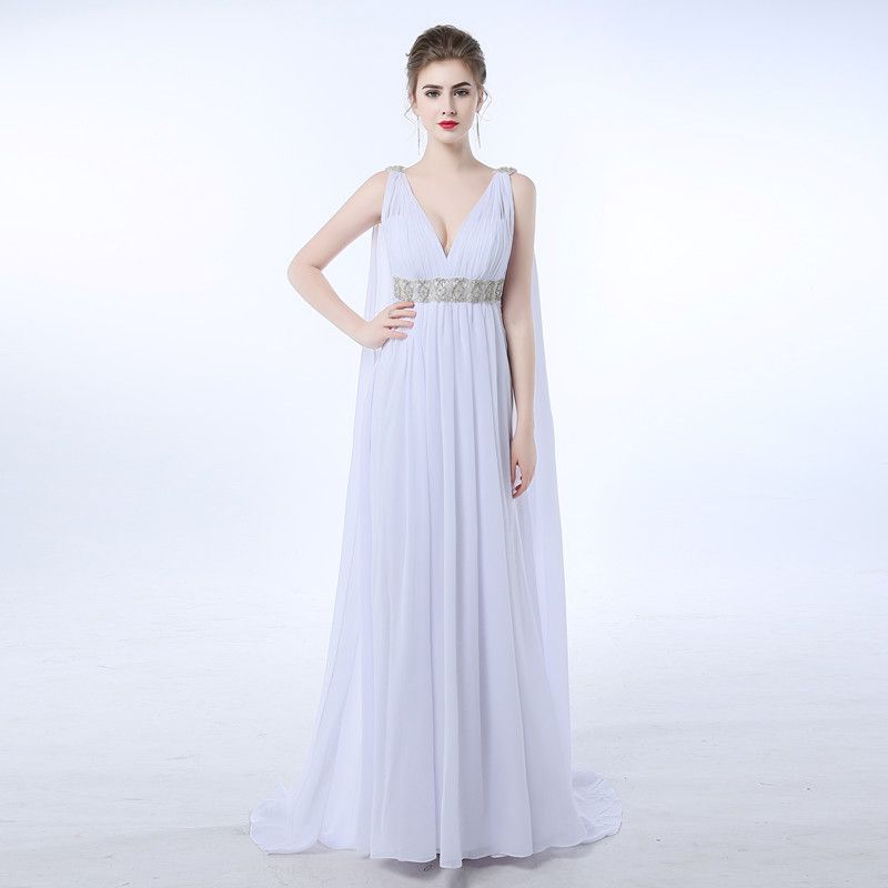 Beach Greek  Style Wedding  Dress  Plus  Size  Bridal  Gown  High 
