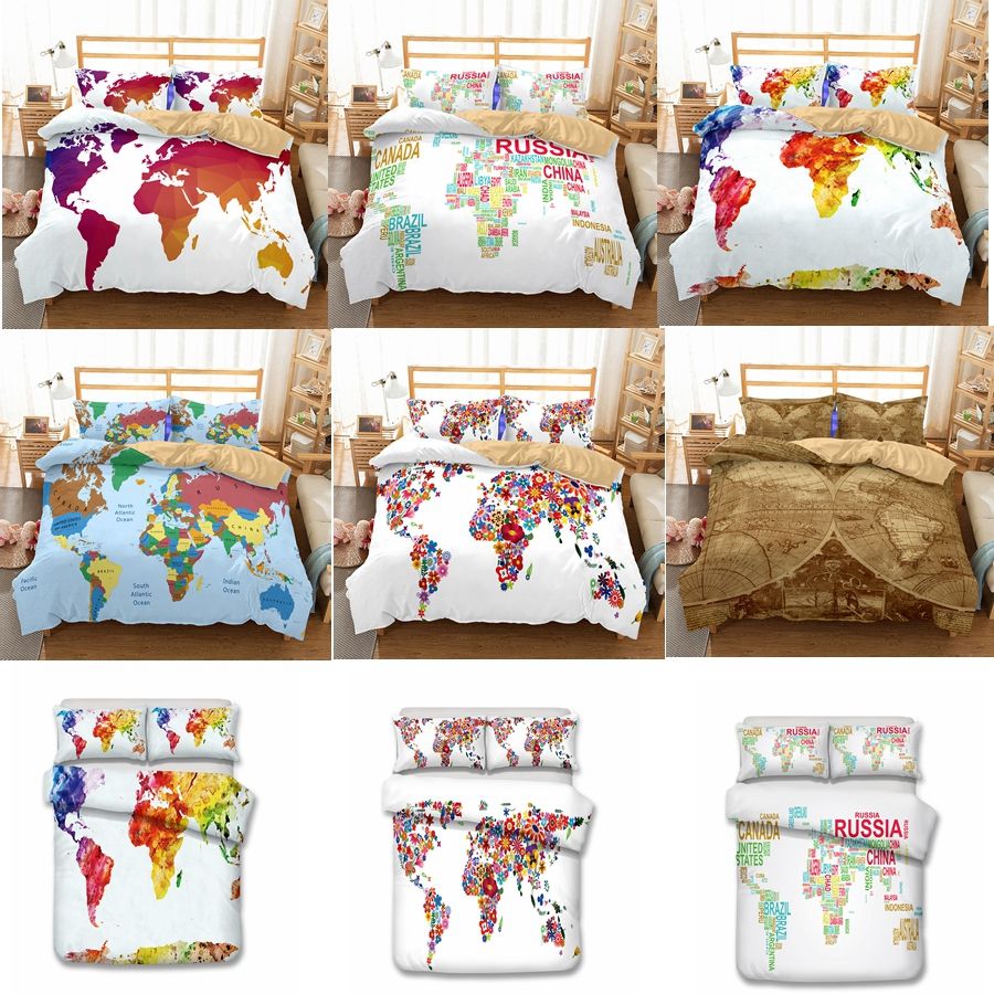 Us Au Size Luxury Bedding Set Duvet World Map Printed Bed Cover Us Au Size Luxury Bedding Set Duvet World Map Printed Bed Cover King Sizes 6styles Gga774 Comforters Queen