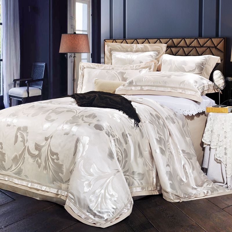 Luxury White Silver Red King Queen Wedding Bedding Sets Satin Cotton Luxury White Silver Red King Queen Wedding Bedding Sets Satin Cotton Jacquard Bed Sheet Duvet Cover Set Pillowcases Purple Tie Dye From