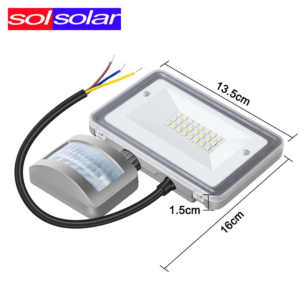 Led Flood Light 12v 10w Pir Motion Sensor Project Lamp Outdoor Wall Waterproof Security Searching