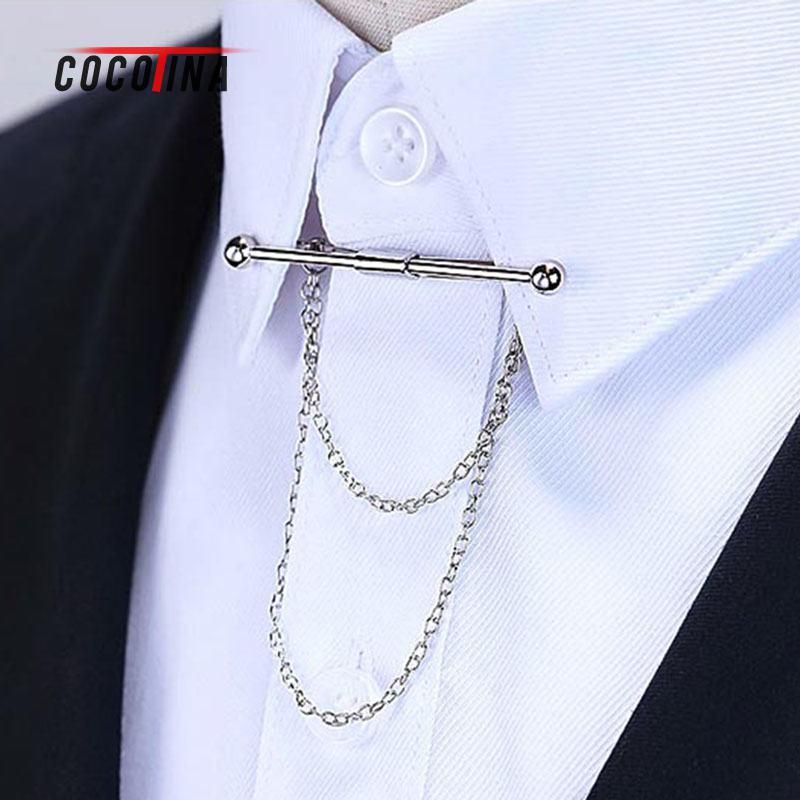 Männer Silber Slim Kragen Pin Skinny 6cm Broschen Krawatte Krawattenklammer