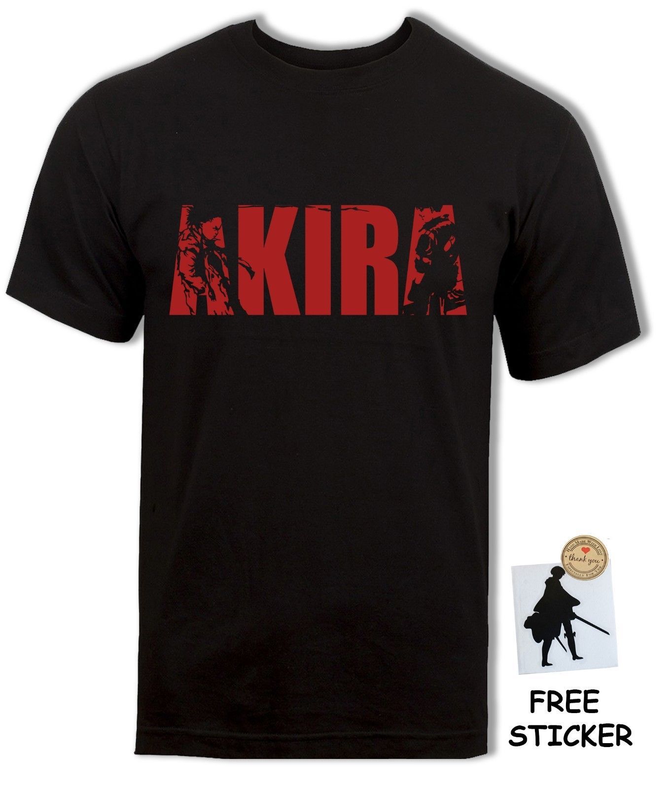 Akira Logo T Shirt Tetsuo Vs Kaneda Cool Anime Tee Black And White