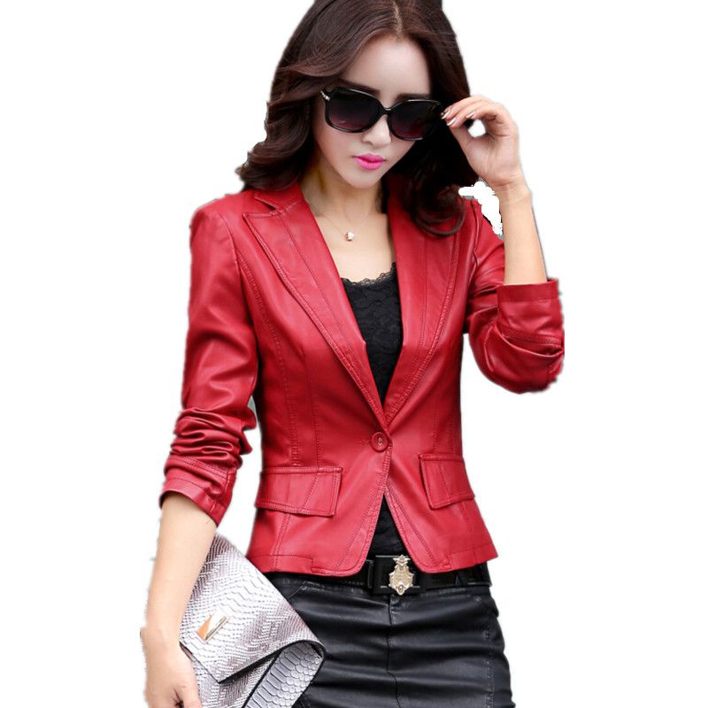 New Arrive Leather Blazer Female 2018 Spring Women S Jacket Las Clothing Fashion Short Coats Plus Size 4xl