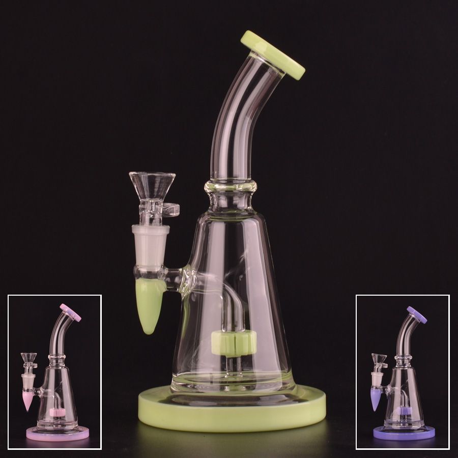 2020 Light Green Color Glass Bong Shower Head Bongs Water Pipe With 14