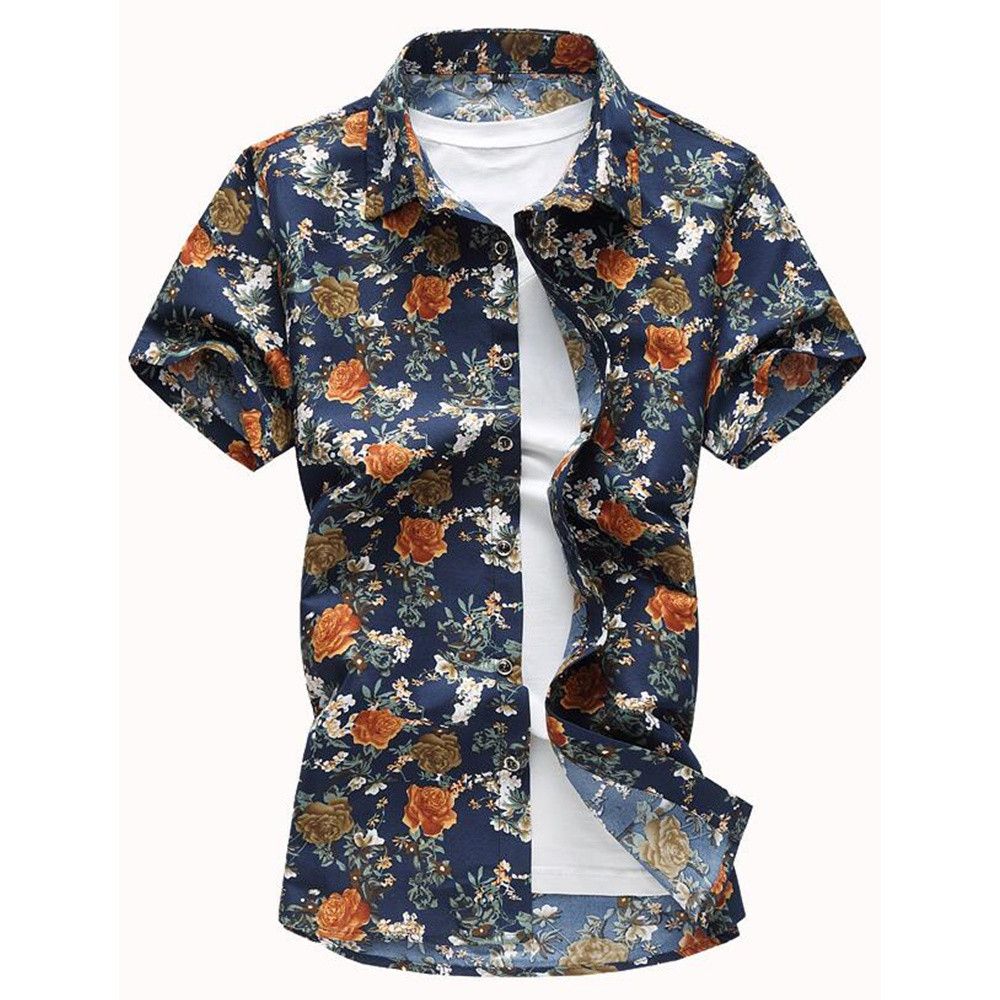 2020 Big Size Flower Print Shirt Vintage Male Shirts Dinner Party Wear ...