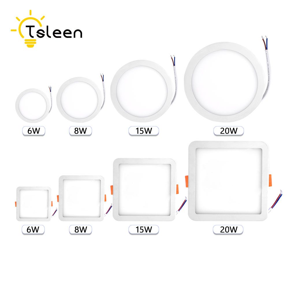 8w 15w 20w Ultra Thin Recessed Led Panel Down Light Round Square Ceiling Ac 85 265v Bigger Faceplate