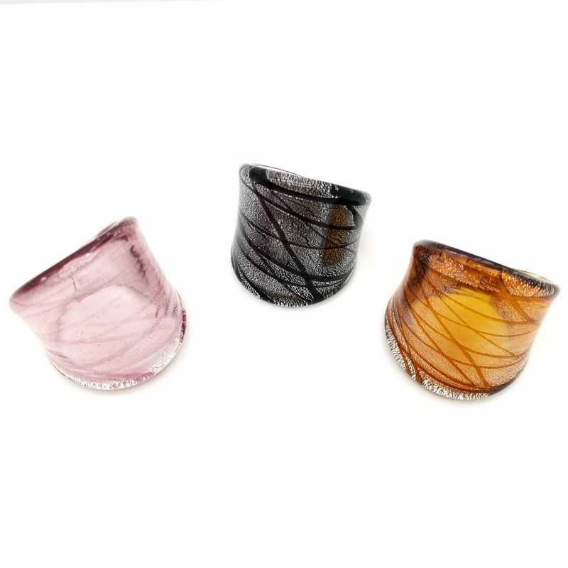 Comercio al por mayor 6 Unids Color de la Mezcla de Cristal de Murano Anillos de Murano 17-19mm Band Ring modelo Mixto Al Azar