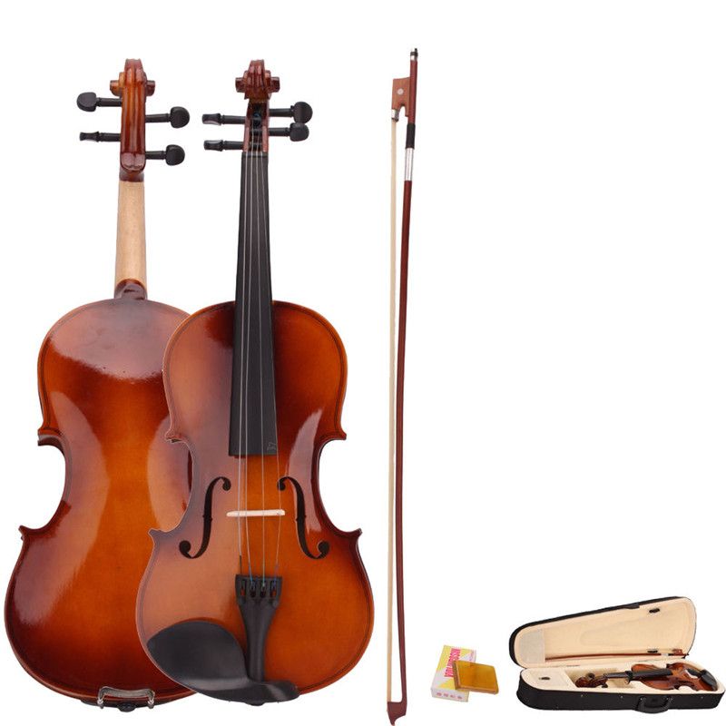 4/4 Full Size Natural Acoustic Violin Fiddle With Case Bow Rosin