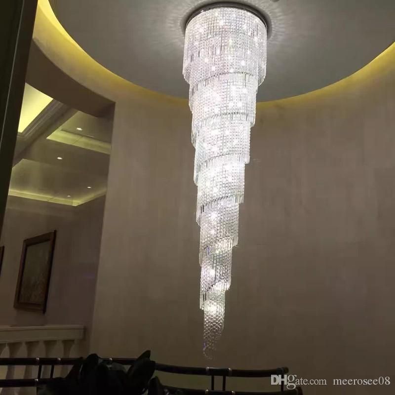 Modern Spiral Crystal Chandelier Light Fixture Long Res De Modern Spiral Crystal Chandelier Light Fixture Long Res De Cristal For Hotel Staircase Lamp Living Room Luminaire Canada 2019 From Meerosee13
