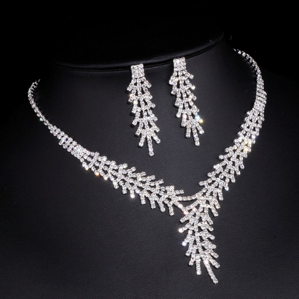 con cristalli e strass Collana e orecchini da donna Clearine Teardrop Cluster colore: argento trasparente