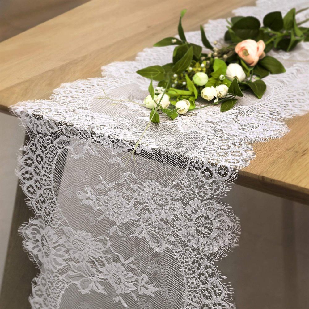 Wholesale 36x300cm Wedding Table Runner White Lace Table Runner