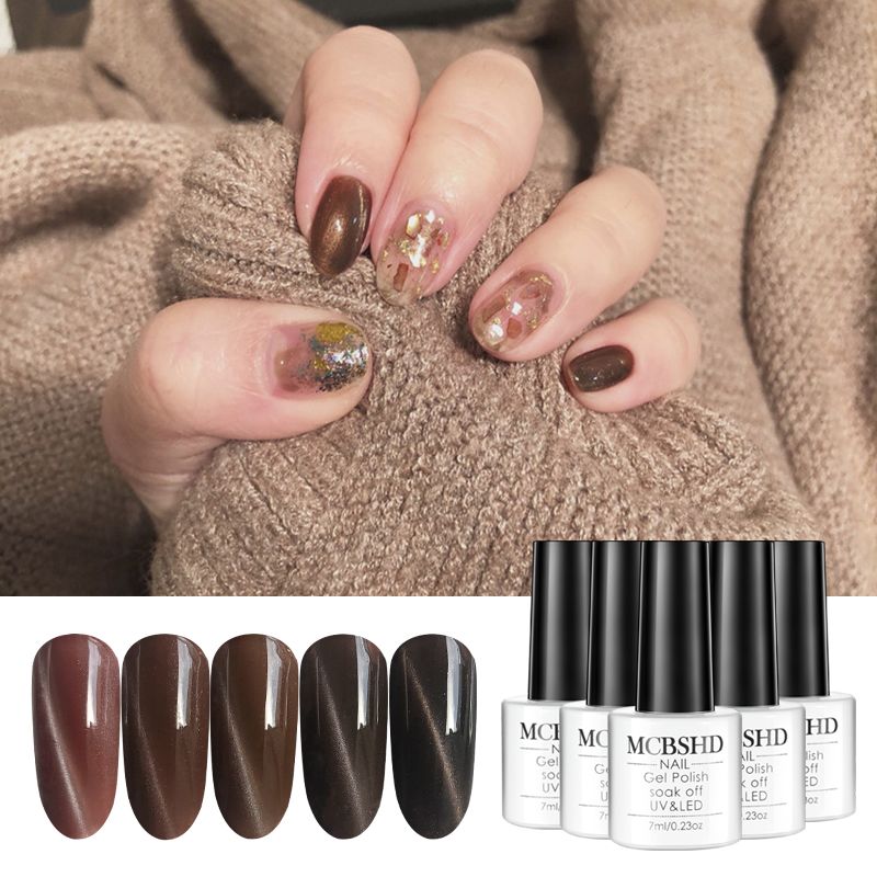 Mcbshd Gel Nail Polish Color Coffee Brown Cat Eye Varnishes