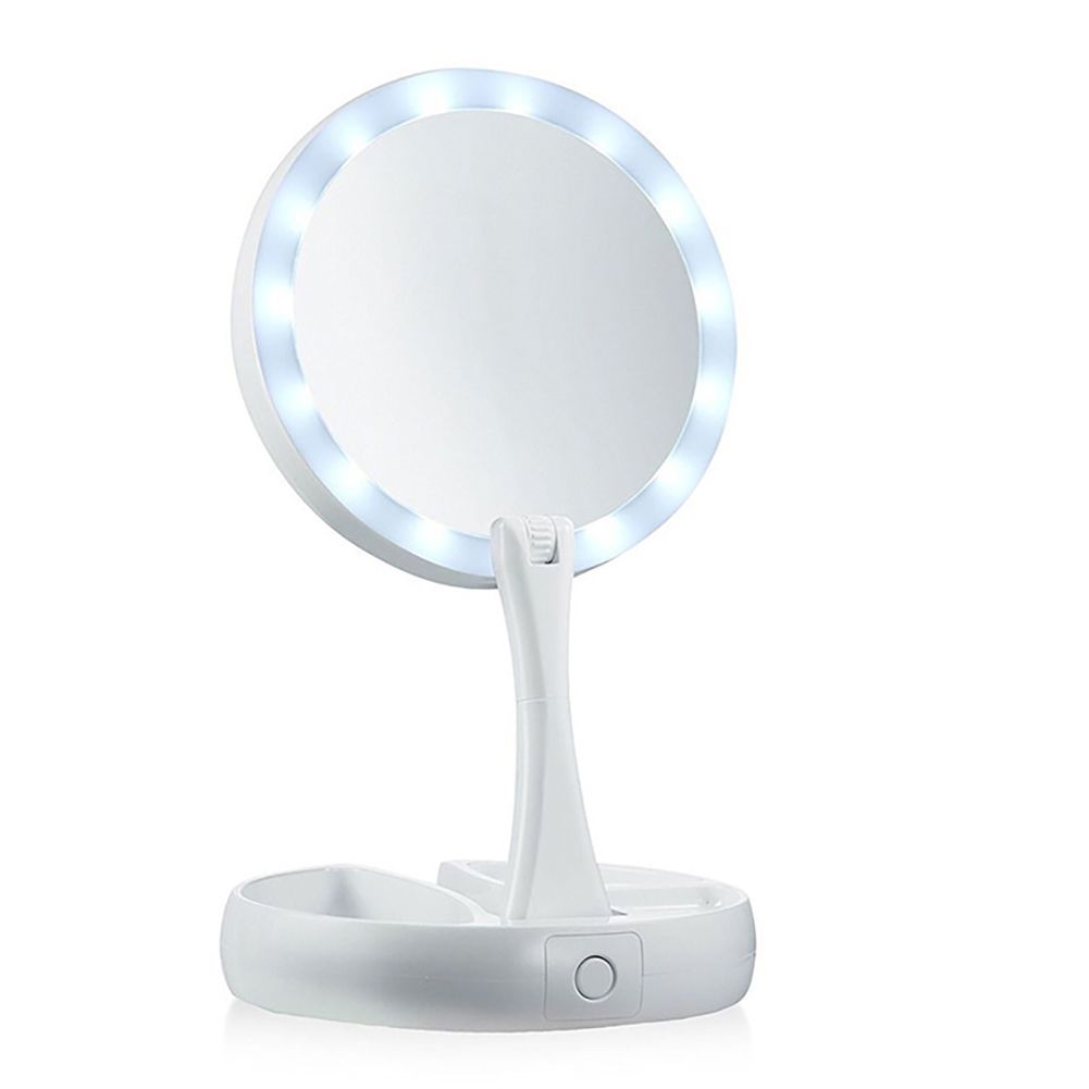Portable Multi Function Foldable Led Double Sided Makeup Mirror Portable Multi Function Foldable Led Double Sided Makeup Mirror Supports Usb Charging And Battery Powered 10 Times Magnification Oval Vanity
