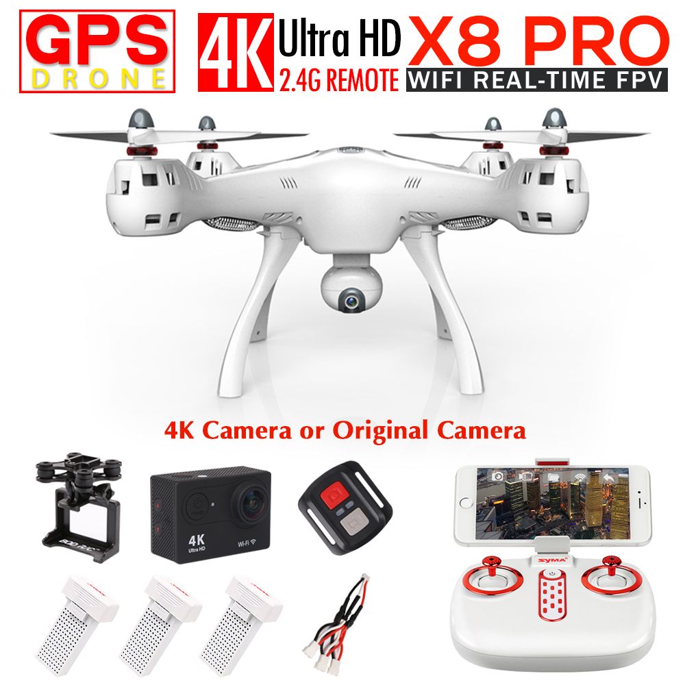 SYMA X8 PRO GPS Quadcopter FPV RC Drone With Wifi Camera OR 1080P/4K ...