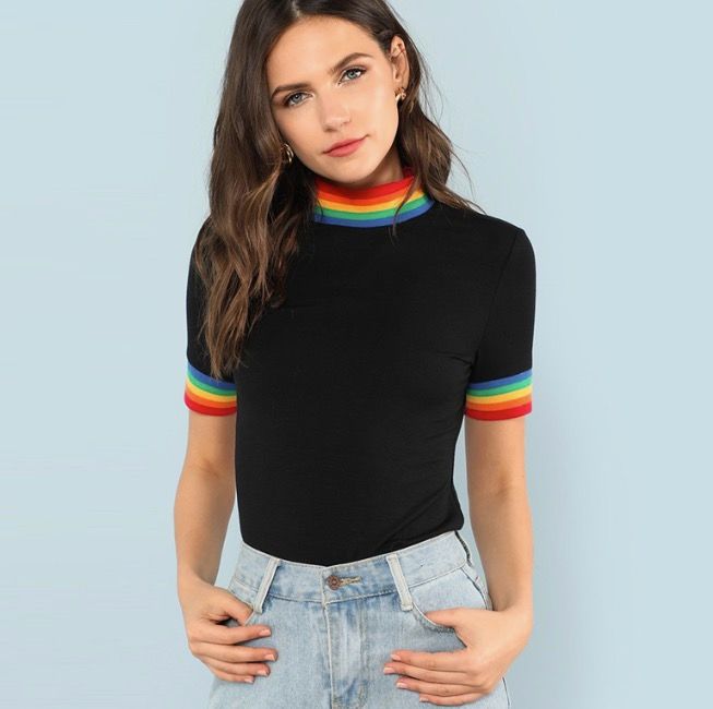 black short sleeve polo neck top
