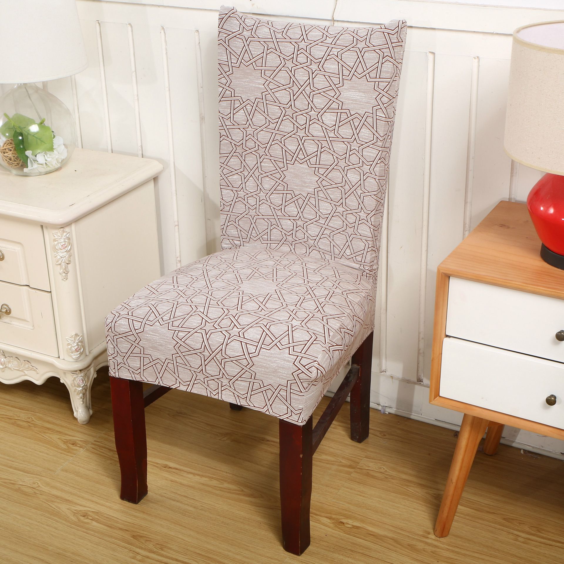 Spandex Elastic Printing Dining Chair Slipcover Modern Removable Anti Dirty Kitchen Seat Case Stretch Cover For Banquet