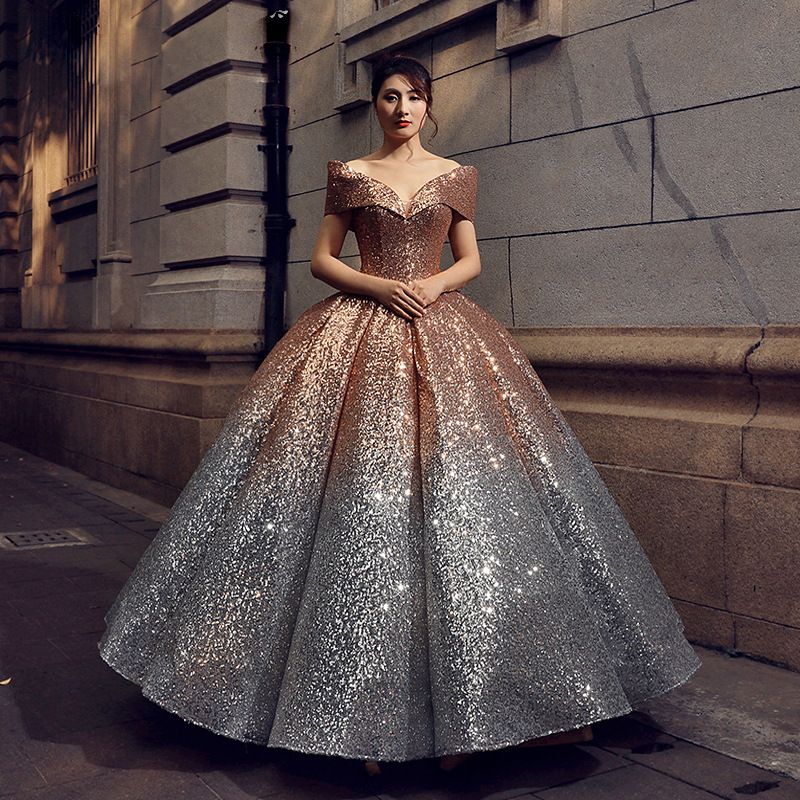 gold and silver evening gowns