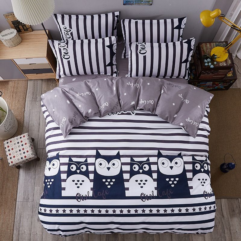 A Owl Personality Bedding Sets Flower Bed Set Black And White Twin A Owl Personality Bedding Sets Flower Bed Set Black And White Twin Full Queen Bedclothes Duvet Cover Bedlinen Brown Blue Comforter From