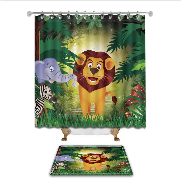Wild African Bull Elephant Bathroom Shower Curtain 180cm X Polyester hooks