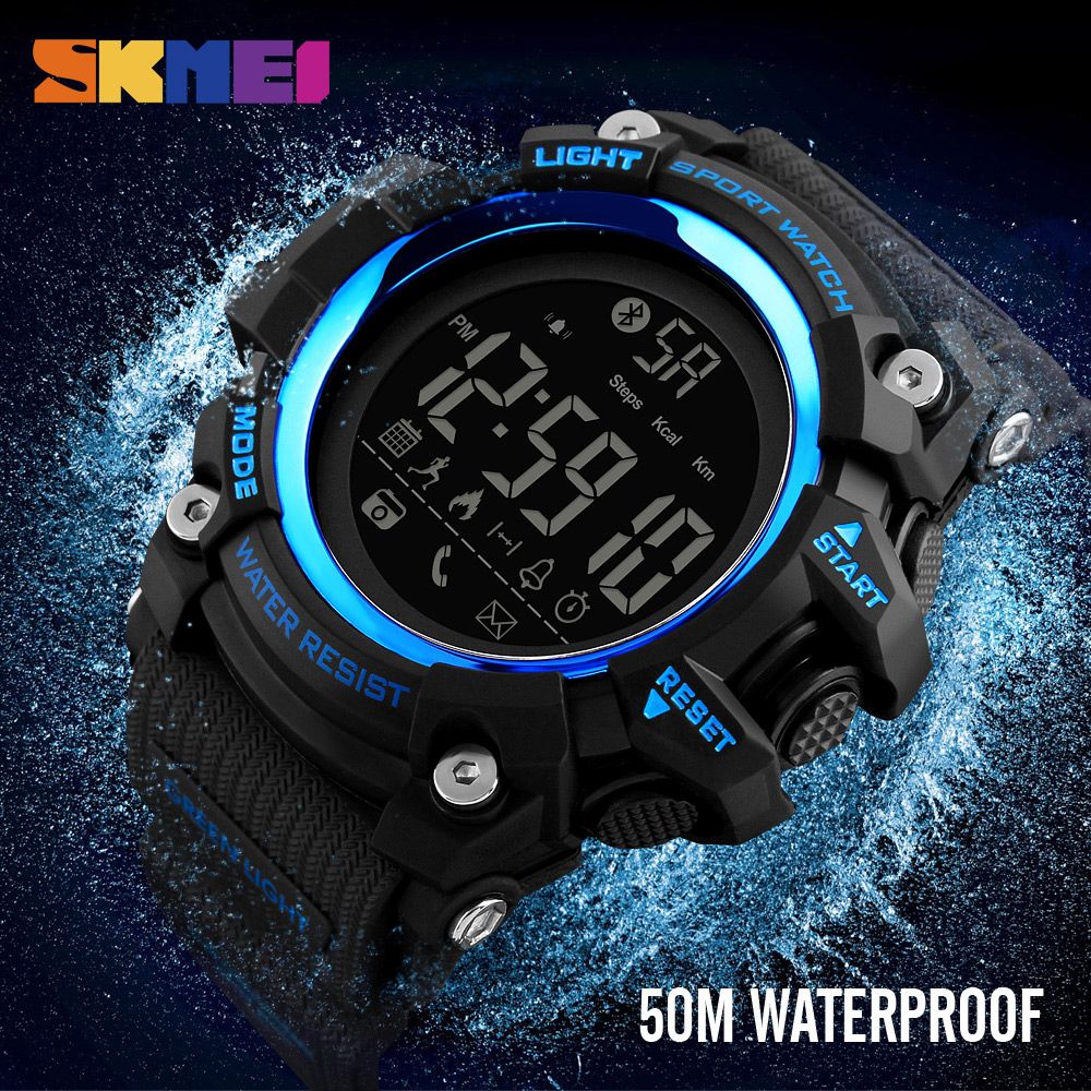 Famous Top Brand Luxury SKMEI 1385 Bluetooth Calorie Smart Digital Watch Outdoor Sports Clocks Hours Waterproof Watches Clearance Watches High Quality ...