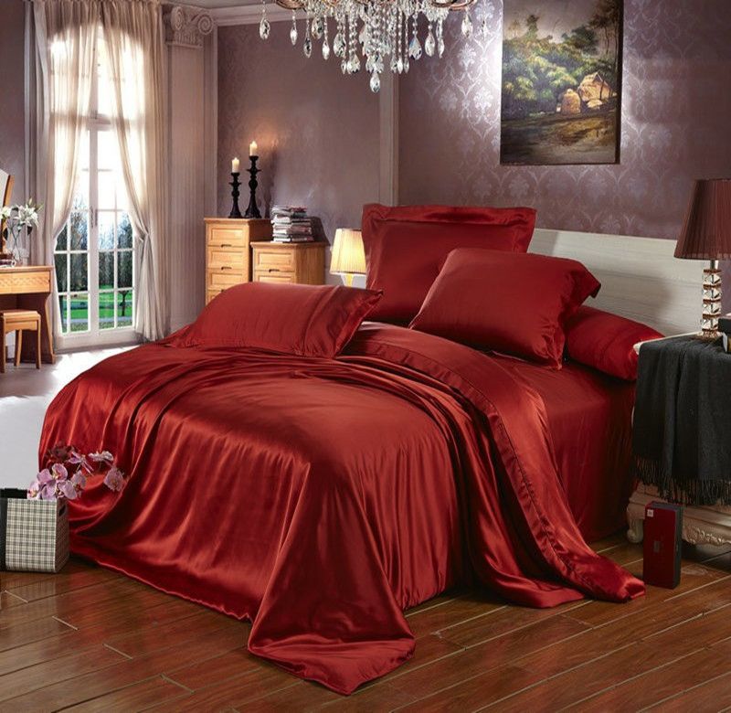 Whole 100 Mulberry Silk Satin Silver Wine Red Champagne Deep