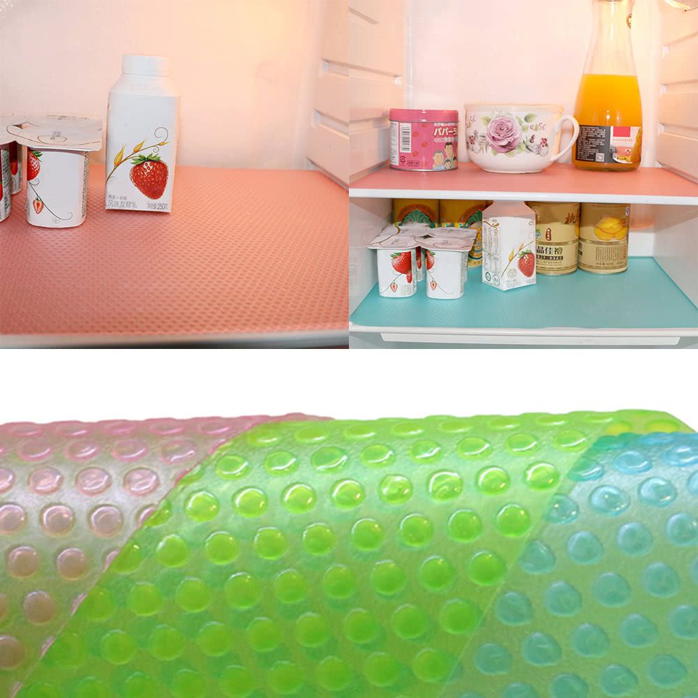 4pcs Refrigerator Fridge Mat Pad Drawer Liners Washable Waterproof