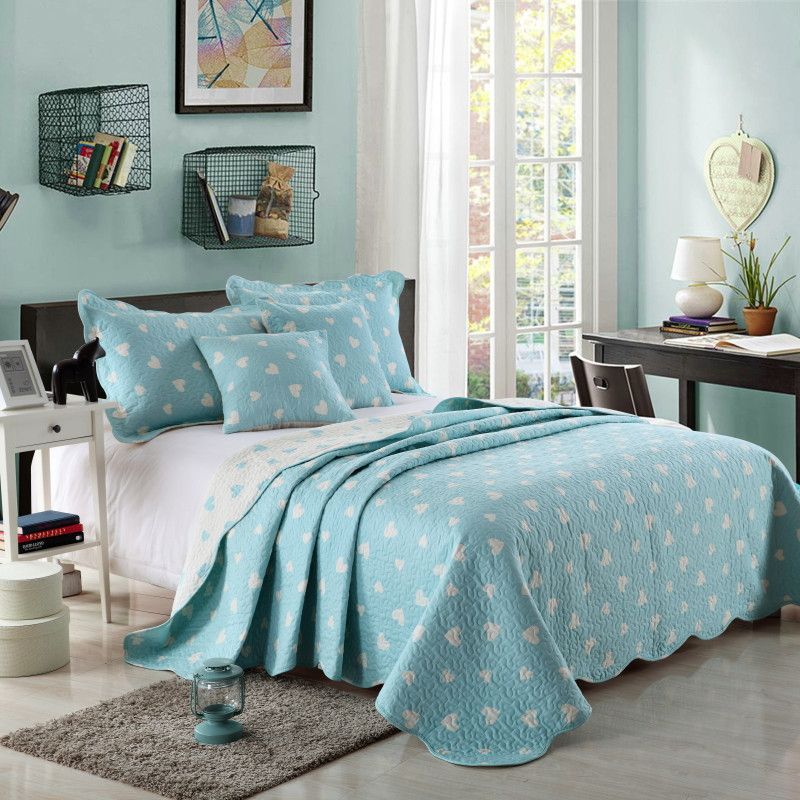 Hanxiangyiren Cotton Quilt Set Quality 3pcs Aqua Washed Cotton Duvet Cover