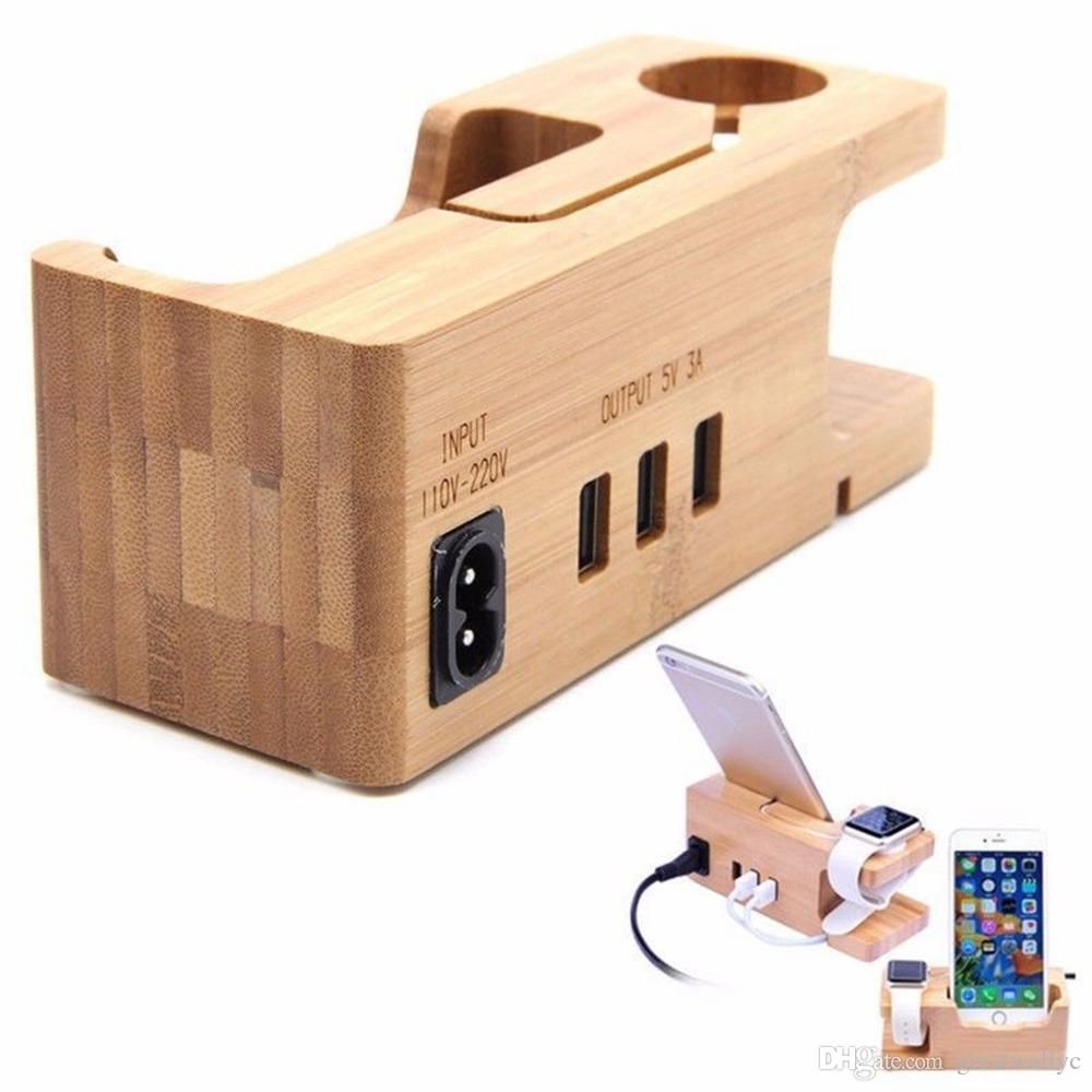 Stand For Apple Watch Dock Charging Station Organizer With Stand For Apple Watch Dock Charging Station Organizer With Power Adapter Desktop Bamboo Wood 3 Port Usb Holder Mount From China Dhgate Com