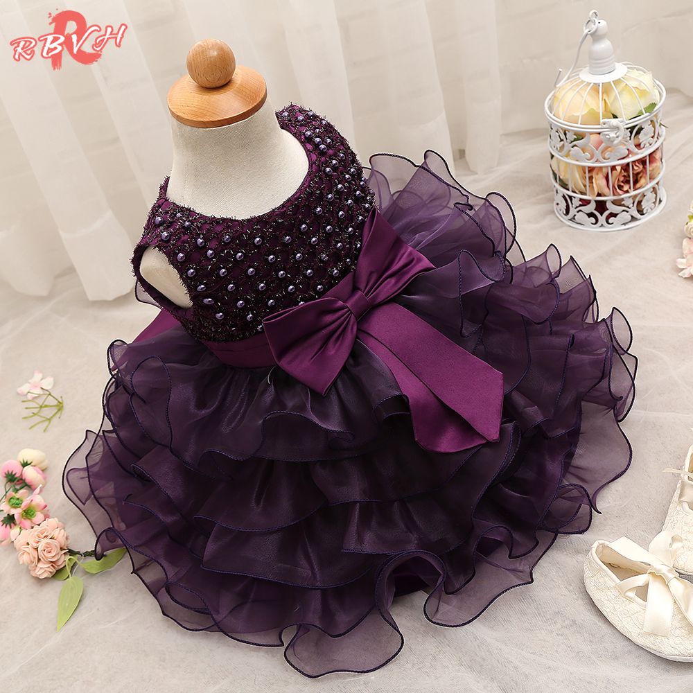 Trendy Baby Girl Baptism Clothes Tulle Lush Dress For Girl Wedding