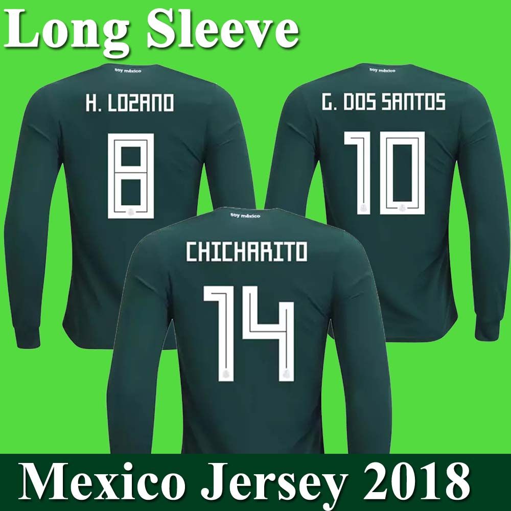 2018 Long Sleeve Mexico Soccer Jerseys World Cup CHUCKY LOZANO