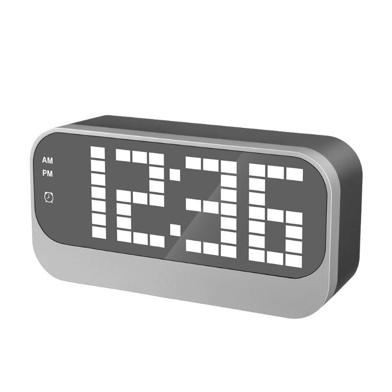 New Led Mirror Clock Electronic Desk Snooze Radio Nixie Big Digital Table Watch Bedside Alarm Home Decor