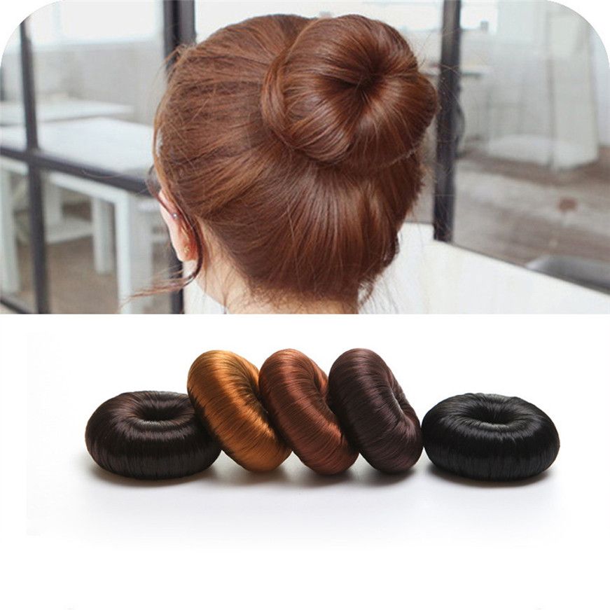 2017 Hot Women Synthetic Fiber Hair Bun Donuts Ring Blonde Hair