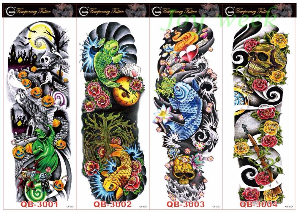 Waterproof Temporary Tattoo Sticker Full Arm Large Size Old School