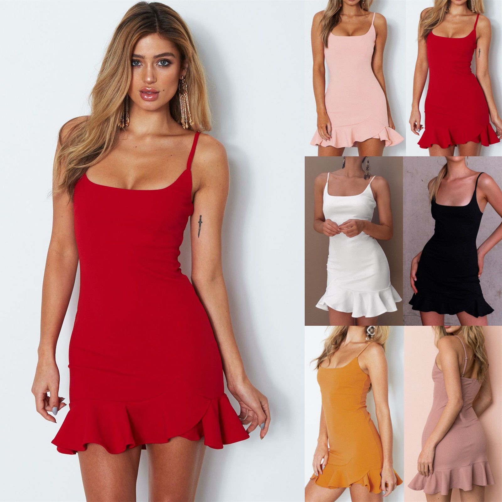 Womens Sleeveless Bodycon Skater Dresses Ladies Summer Beach Mini Sun Dress Ladies Dresses On 