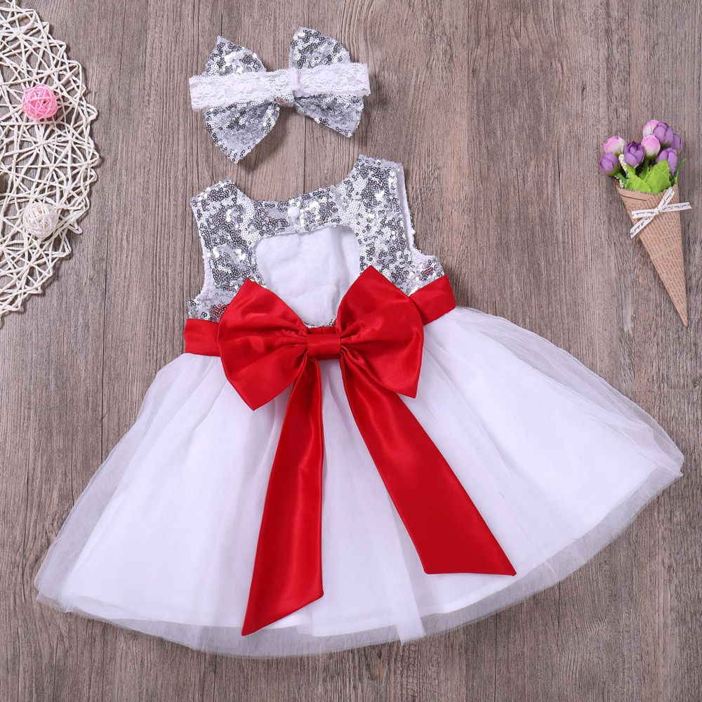 2019 Newborn Baby Girl First Birthday Dress Toddler Sequin Party