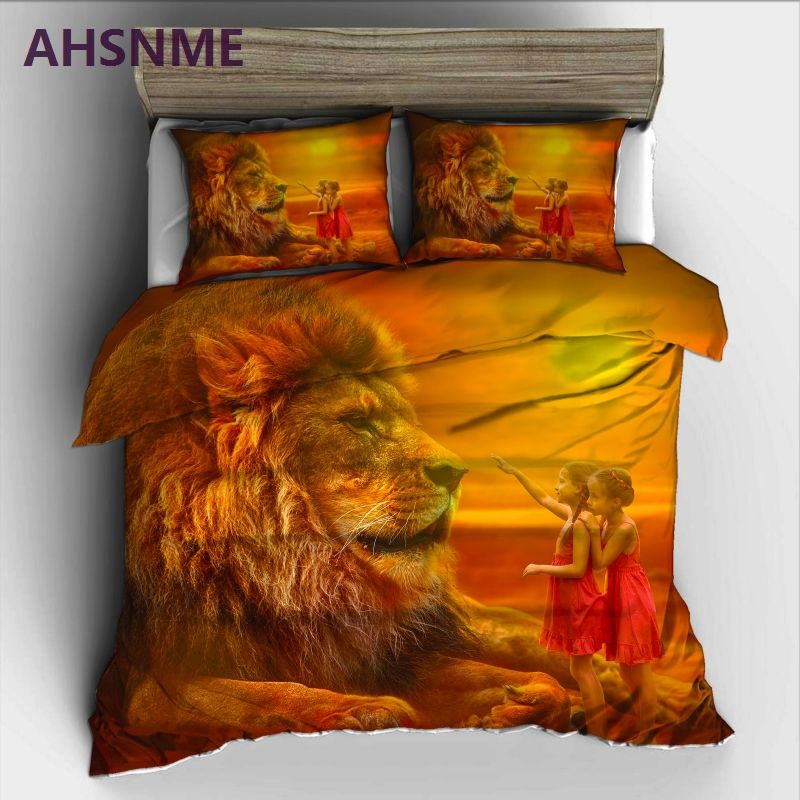 Ahsnme Giant Lion King And Dwarf Bedding Set High Definition Print Ahsnme Giant Lion King And Dwarf Bedding Set High Definition Print Quilt Cover For Ru Au Eu Double Size Jogo De Cama Girls Comforter Sets Erfly